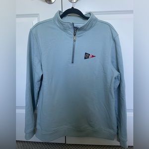 Kiel James Patrick Bermuda Shirt 1/4 Zip Blue Pullover Sweatshirt, Size XXL